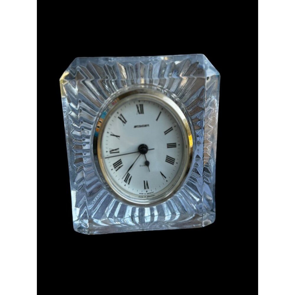 Vintage Staiger Quartz Lead Crystal Clock By Cristal d’Arque With Roman Numerals